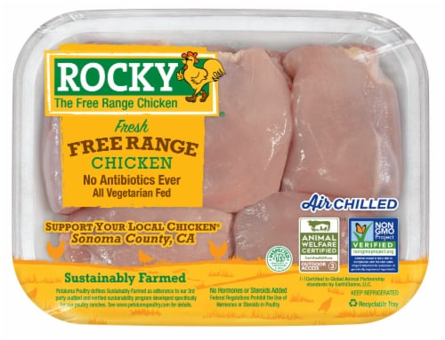 Rocky® Fresh Free Range Chicken Thighs Perspective: front