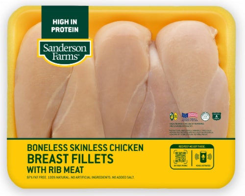 Sanderson Farms® Fresh Boneless Skinless Chicken Breast Fillets with Rib Meat Perspective: front