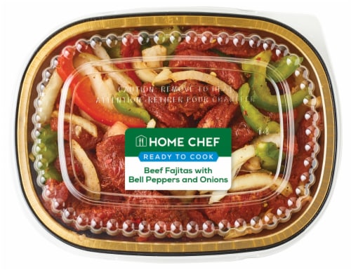 Home Chef Beef Fajitas with Bell Peppers and Onions Perspective: front