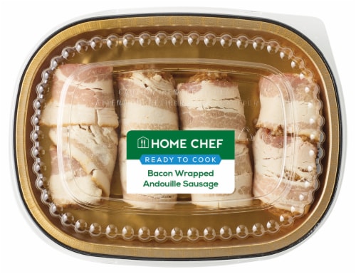 Home Chef Bacon Wrapped Andouille Sausage Perspective: front
