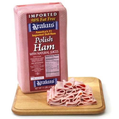 Grab & Go Krakus 98% Fat Free Polish Ham Fresh Sliced Deli Meat Perspective: front