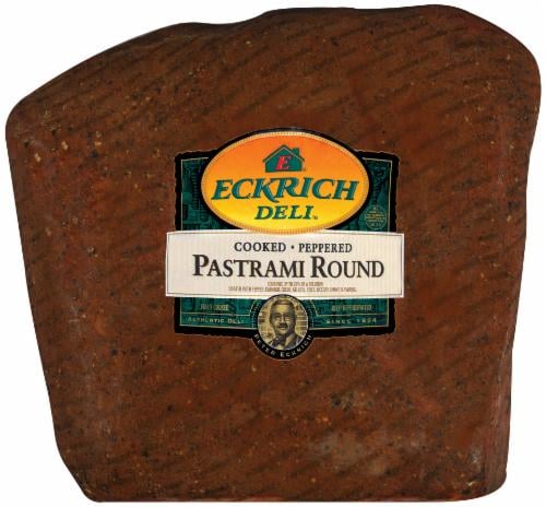 Eckrich Cooked Peppered Pastrami Round Fresh Sliced Deli Meat Perspective: front