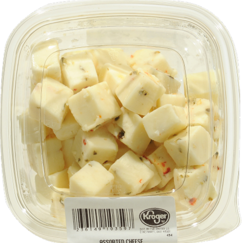 Variety Cheese Cubes Fresh Sliced Deli Cheese Perspective: front