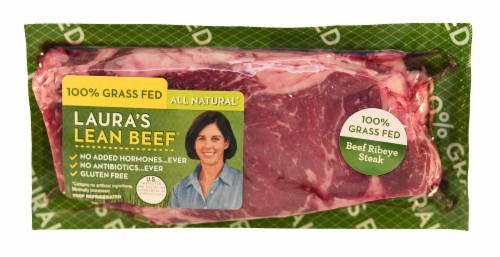 Laura'a Lean Beef Natural Grass Fed Ribeye Steak (1 Steak) Perspective: front