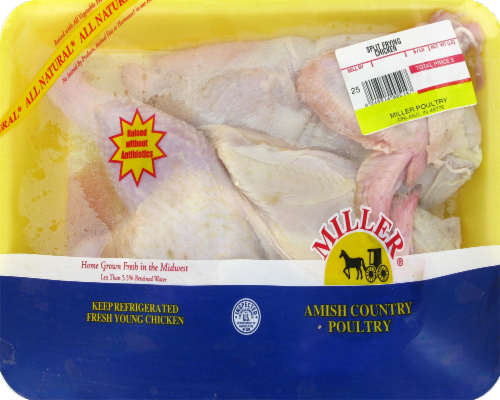 Miller Split Frying Chicken (2 halves per Pack) Perspective: front