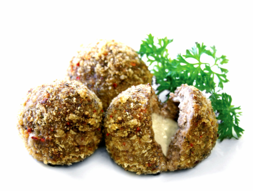 Mozzarella Stuffed Pork & Beef Meatballs Perspective: front
