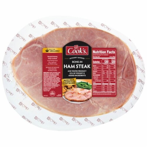 Cook's Hickory Smoked Brown Sugar Bone-In Ham Steak Perspective: front