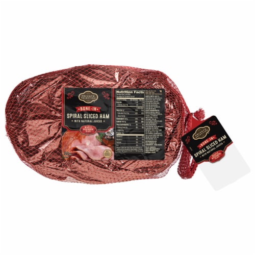 Private Selection™ Maple Bourbon Glaze Bone-In Spiral Sliced Half Ham (Limit 2 at Sale Retail) Perspective: front