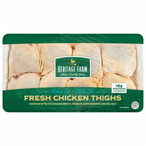 Heritage Farm Fresh Chicken Thighs Perspective: front