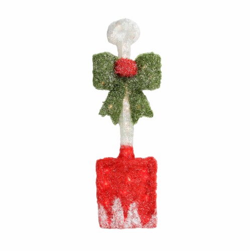 Alger 32 Lighted Tinsel Snow Shovel with Bow Christmas Window Decoration Perspective: front