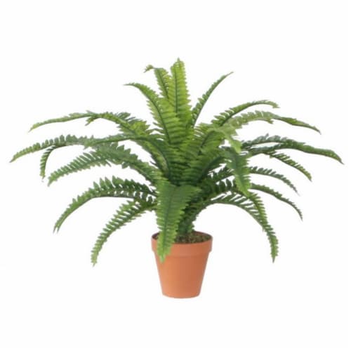 NorthLight 18.5 in. Potted Artificial Green Boston Fern Plant Spring Decoration Perspective: front