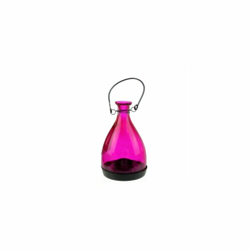 NorthLight 6.25 in. Transparent Pink Glass Bottle Tea Light Candle Lantern Decoration Perspective: front
