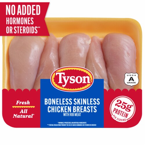 Tyson® All Natural Fresh Boneless Skinless Chicken Breasts with Rib Meat Perspective: front