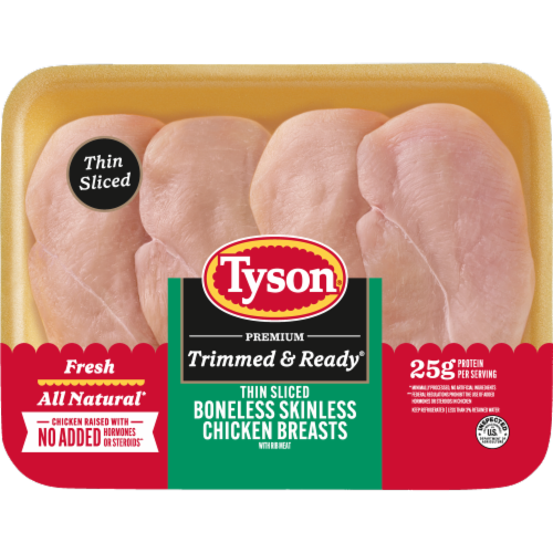 Tyson All Natural Boneless Skinless Thin-Sliced Fresh Chicken Breast Perspective: front