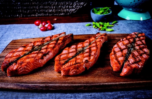Fresh Coho Salmon Fillet Perspective: front