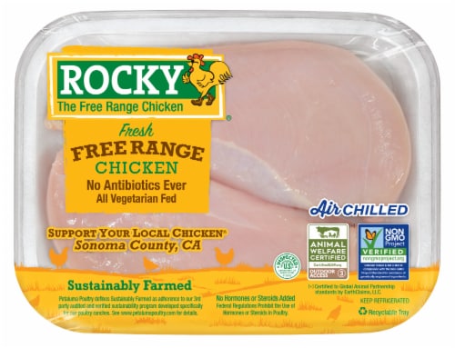 Rocky® Fresh Free Range Boneless Skinless Chicken Breast Perspective: front
