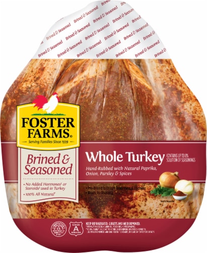 Foster Farms Uncooked Brined & Seasoned Whole Turkey Perspective: front