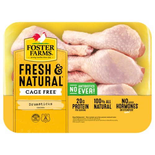 Foster Farms All Natural Fresh Chicken Drumsticks Perspective: front
