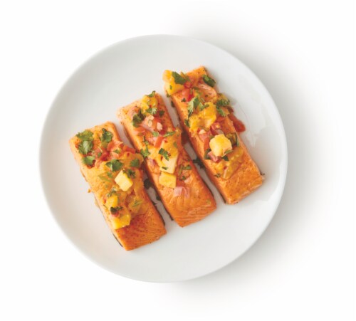 Grilled Salmon with Pineapple Chutney Perspective: front
