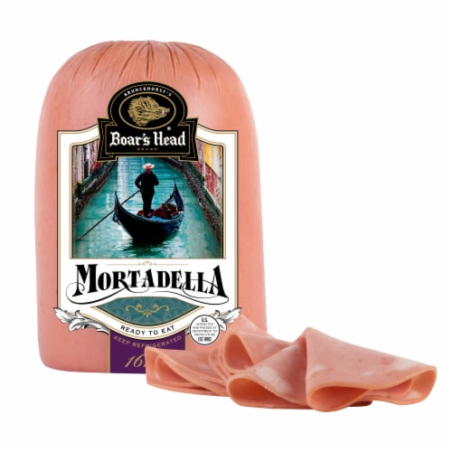 Boar's Head Mortadella Without Nuts Fresh Sliced Deli Meat Perspective: front