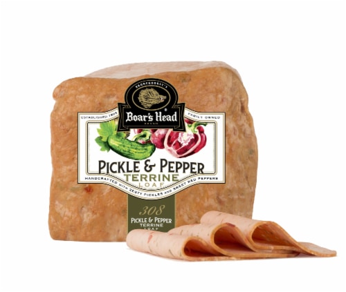 Boar's Head Pickle & Pepper Loaf Fresh Sliced Deli Meat Perspective: front