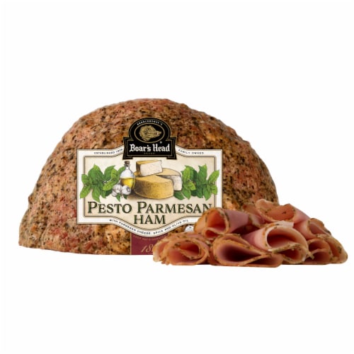 Boar's Head Pesto Parmesan Ham Fresh Sliced Deli Meat Perspective: front
