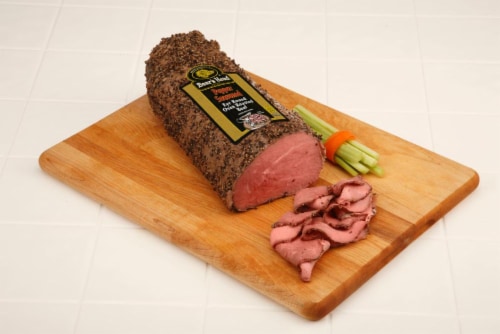 Boar's Head Pepper Seasoned Eye Round Oven Roasted Beef Fresh Sliced Deli Meat Perspective: front