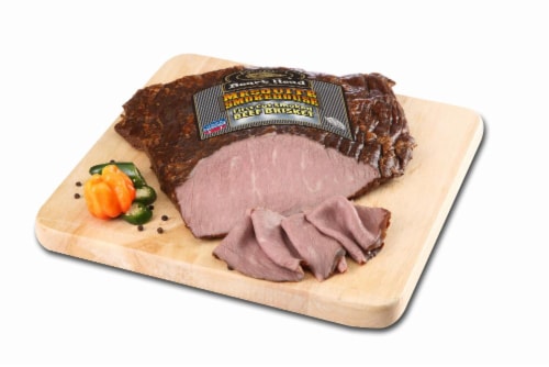 Boar's Head Mesquite Smoked Beef Brisket Fresh Sliced Deli Meat Perspective: front