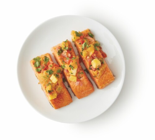 Grilled Salmon with Pineapple Chutney Perspective: front