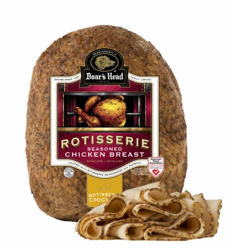 Boar's Head Rotisserie Seasoned Chicken Breast Fresh Sliced Deli Meat Perspective: front