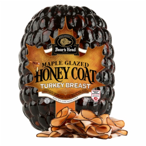 Boar's Head Maple Glazed Honey Turkey Breast Fresh Sliced Deli Meat Perspective: front