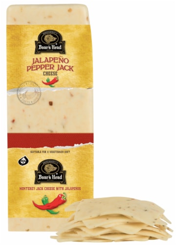 Boar's Head Jalapeno Pepper Jack Cheese Fresh Sliced Deli Cheese Perspective: front