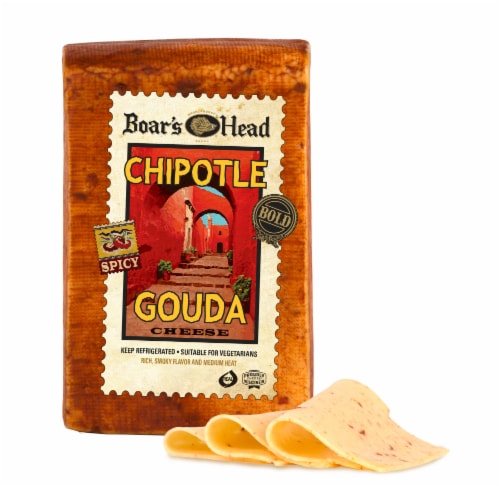 Boar's Head Chipotle Gouda Cheese Fresh Sliced Deli Cheese Perspective: front