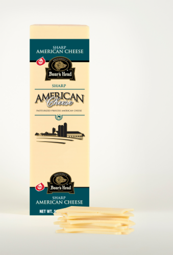 Boar's Head Sharp White American Cheese Fresh Sliced Deli Cheese Perspective: front