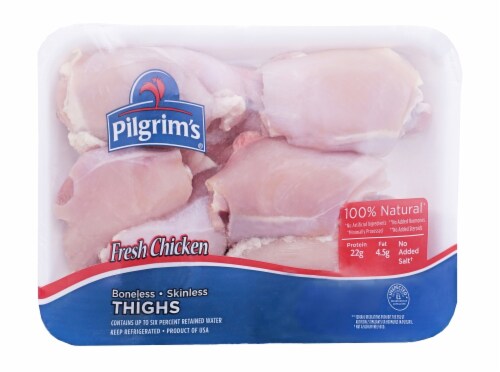 Pilgrim's Pride 100% Natural Fresh Chicken Boneless & Skinless Thighs Perspective: front