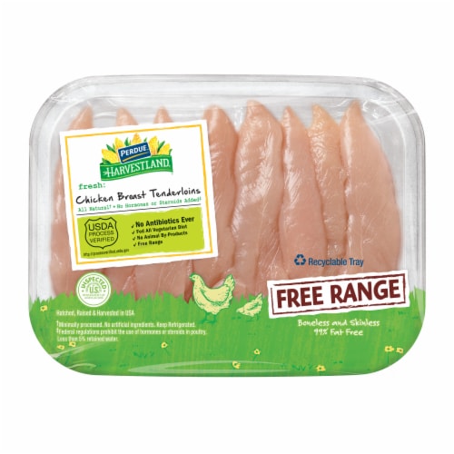 PERDUE® HARVESTLAND® Free Range Boneless Skinless Chicken Breast Tenderloins Perspective: front