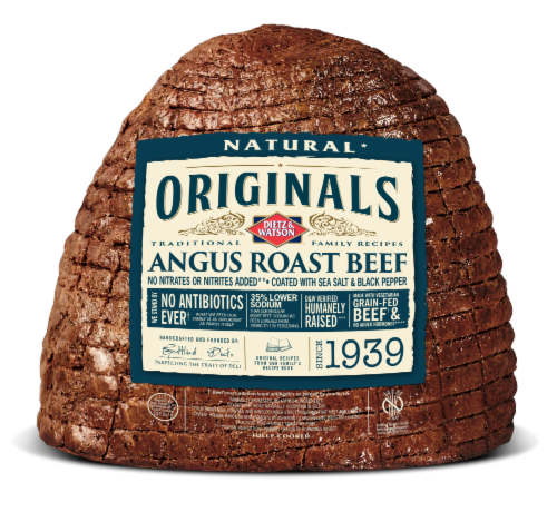 Dietz & Watson Originals Antibiotic-Free Sliced Angus Roast Beef Fresh Sliced Deli Meat Perspective: front
