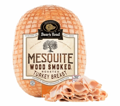 Boar's Head Grab & Go Mesquite Smoked Turkey Fresh Sliced Deli Meat Perspective: front