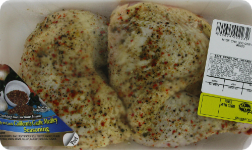 Fresh Chicken Seasoned Leg Quarters Perspective: front