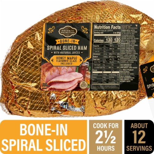 Private Selection® Bone-In Spiral Sliced Ham with Honey Maple Flavored Glaze Perspective: front
