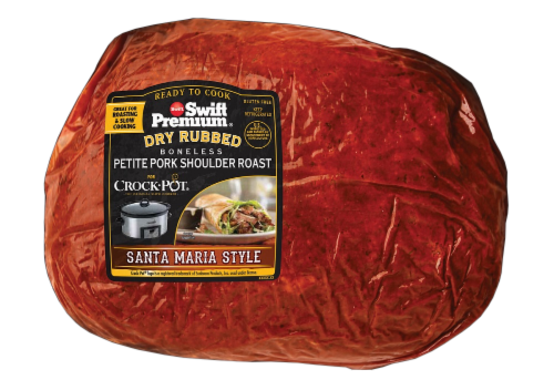 Swift Premium Dry Rubbed Boneless Petite Pork Shoulder Roast Santa Maria Style Perspective: front