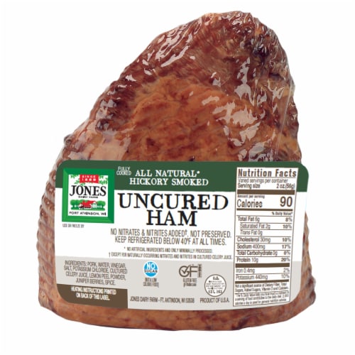 Jones Dairy Farm Hickory Smoked Uncured Ham Perspective: front