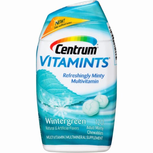 Centrum® VitaMints® Multivitamin/Multimineral Supplement in Wintergreen Flavor 120 ct Bottle Perspective: front
