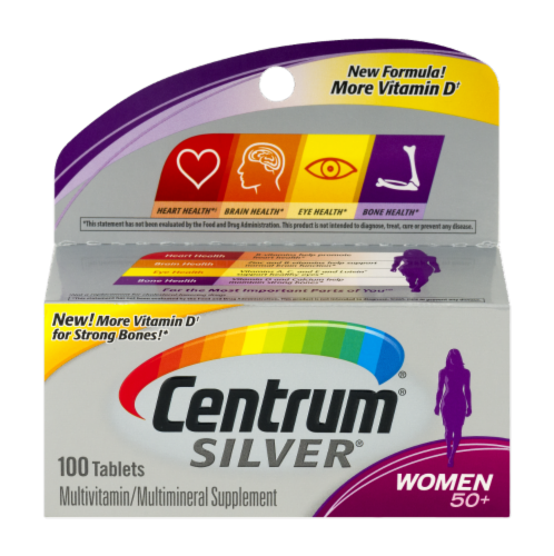 Centrum® Silver® Women's 50+ Multi-Vitamin Tablets Perspective: front