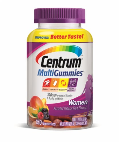 Centrum® MultiGummies® Assorted Natural Fruit Flavors Women's Multi-Vitamin Gummies Perspective: front