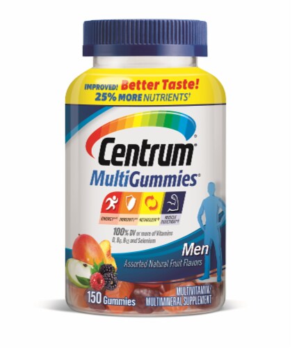 Centrum® MultiGummies® Assorted Natural Fruit Flavors Men's Multi-Vitamin Gummies Perspective: front