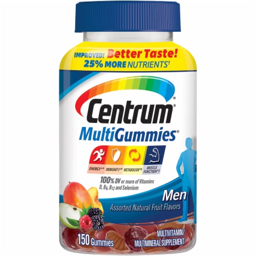 Centrum® MultiGummies® Assorted Natural Fruit Flavored Men Multivitamin Gummies Perspective: front