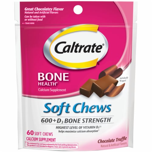 Caltrate Soft Chews 600+D3 Calcium Vitamin D Supplement Perspective: front