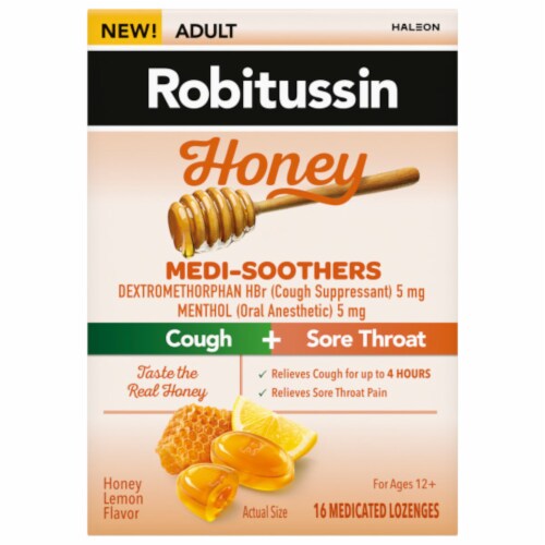 Robitussin Honey Cough + Sore Throat Medi-Soothers Perspective: front