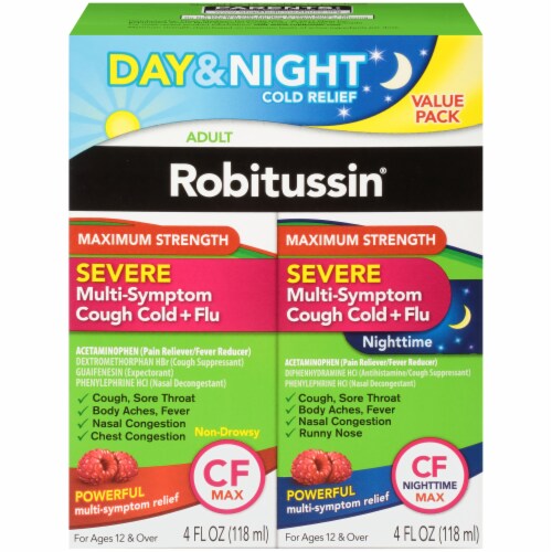 Robitussin Day And Night Severe Multi-Symptom Cold Relief Value Pack Perspective: front